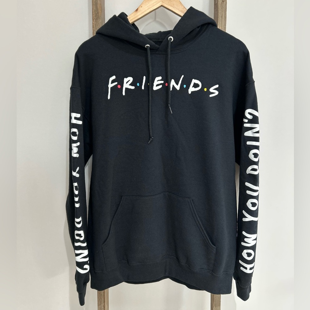 FRIENDS Black Pullover Hoodie TV Show Logo How You Doin Friends Unisex Size L